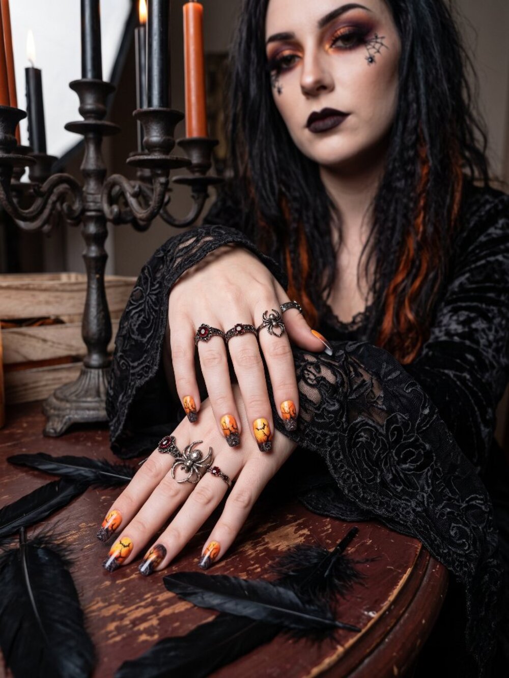 Halloween Spooky Sunset Bat Press On Nails 24pc Set
